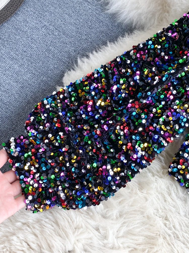 Drune | Glitzerndes Top mit einem Schulterträger