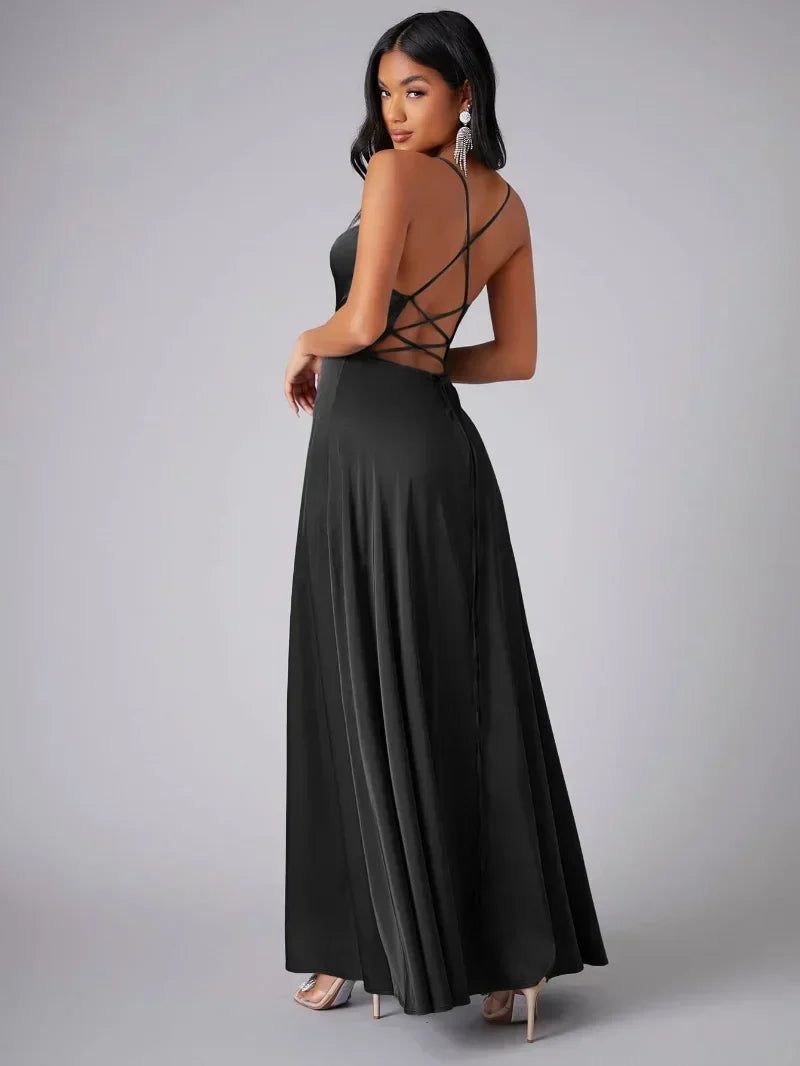 Drune | Seiden-Maxikleid mit Geflochtenem Rücken Kleid Dich für Formelle Anlässe Lucette