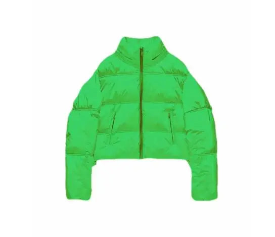 Drune | Kurz geschnittene metallische gesteppte Winterjacke mit hohem Kragen