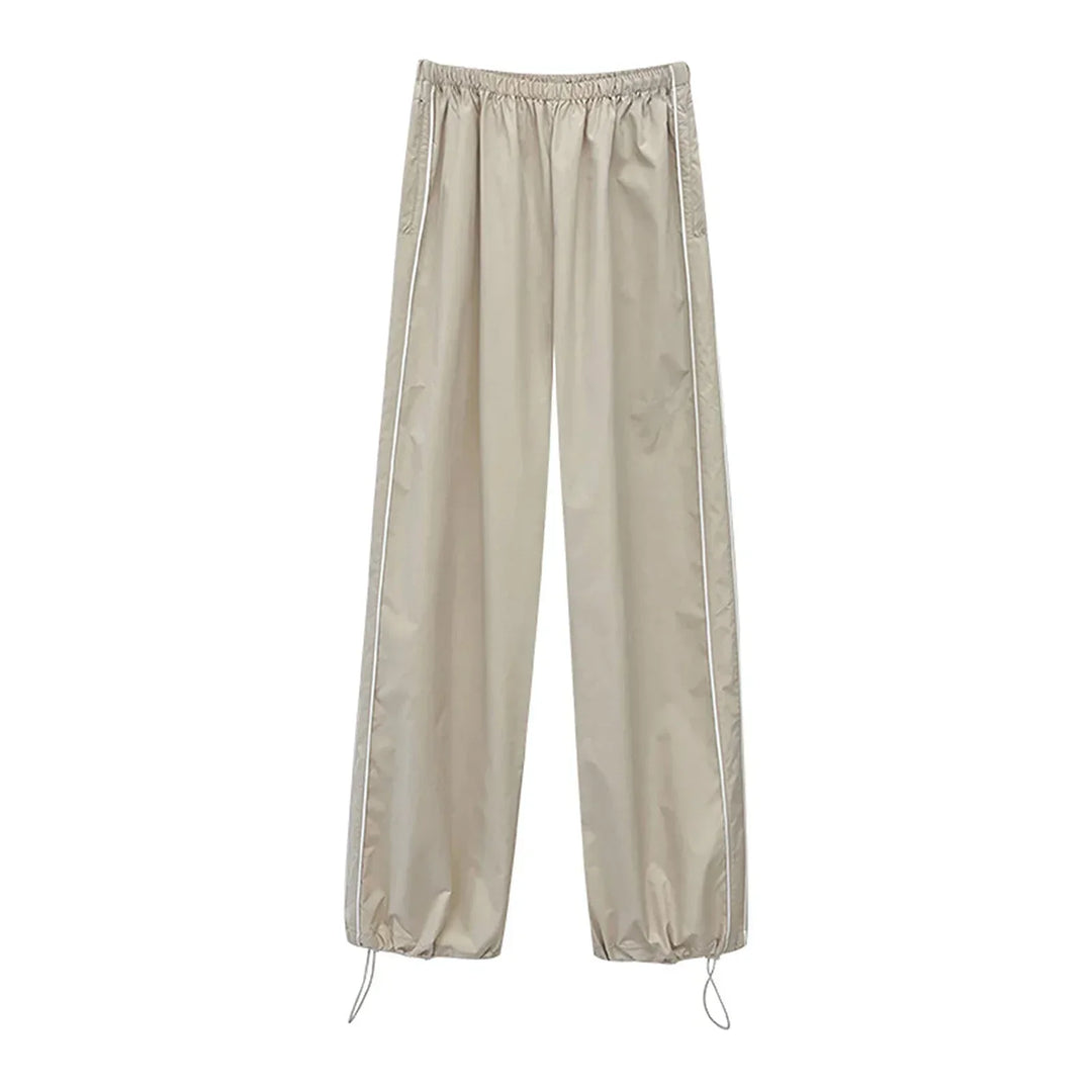 Drune | Frauen Y2K Elastischer Taillen Cargo Hosen Locker Einfarbige Jogginghosen Trainingshose mit Taschen Streetwear