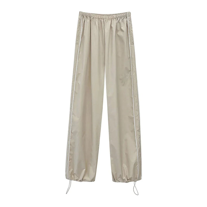 Drune | Frauen Y2K Elastischer Taillen Cargo Hosen Locker Einfarbige Jogginghosen Trainingshose mit Taschen Streetwear