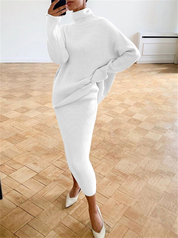 Drune | Schickes Herbst Strick Zweiteiliges Slim Fit Set für Frauen