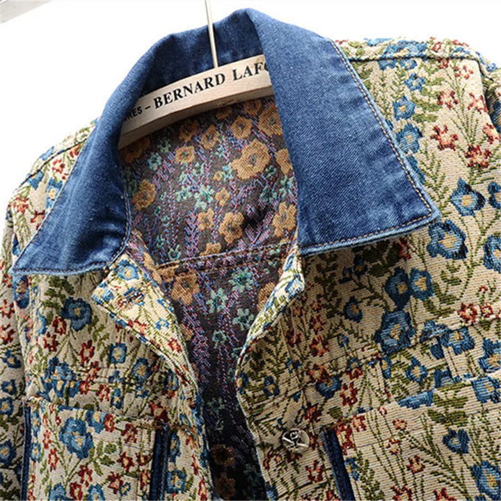 Drune | Jeansjacke mit Jacquard Stickerei für Damen