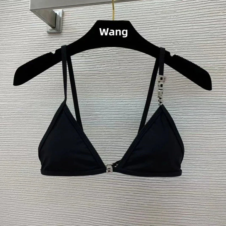 Drune | Neuer Rhinestone Buchstaben Wang Strand Bikini Luxus Markendesigner Y2K Mode Sexy Frauen Strand Bikini Duo Set