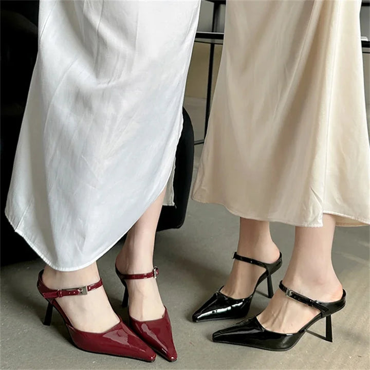 Drune | Eilyken Neu Design Hochhackige Damen Pumps Riemen Mules Schleifen Sexy Spitz Zehen Hochzeit Bankett Damenschuhe
