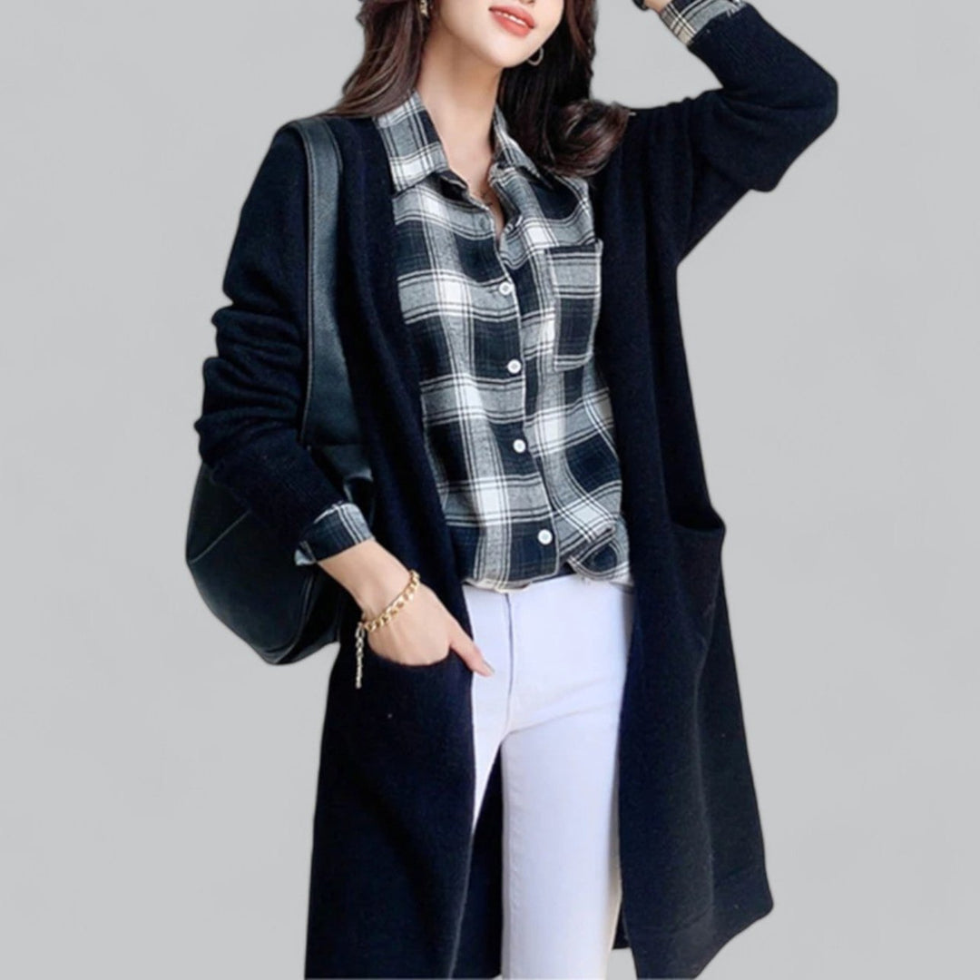 Drune | Klassischer Langer Cashmere Strickjacke Für Frauen