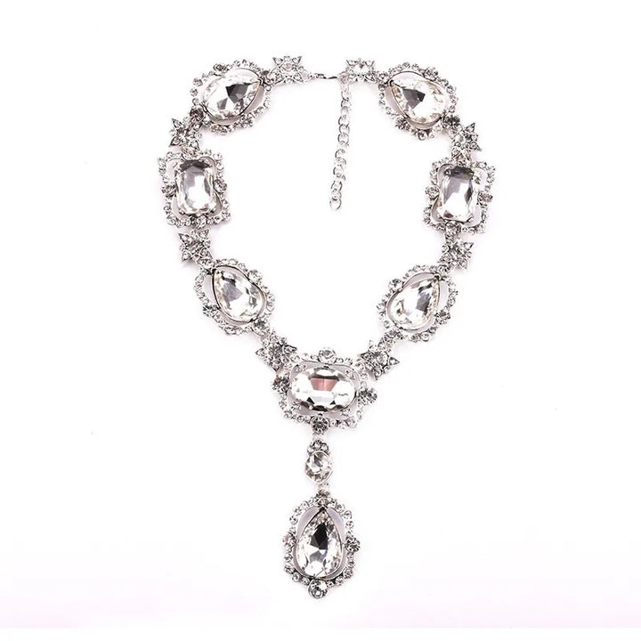 Drune | Statement Rhinestones Schmuck Große Edelstein Gem Stein Kristall Viktorianischer Schmuck Grüner Smaragd Bib Halskette für Frauen