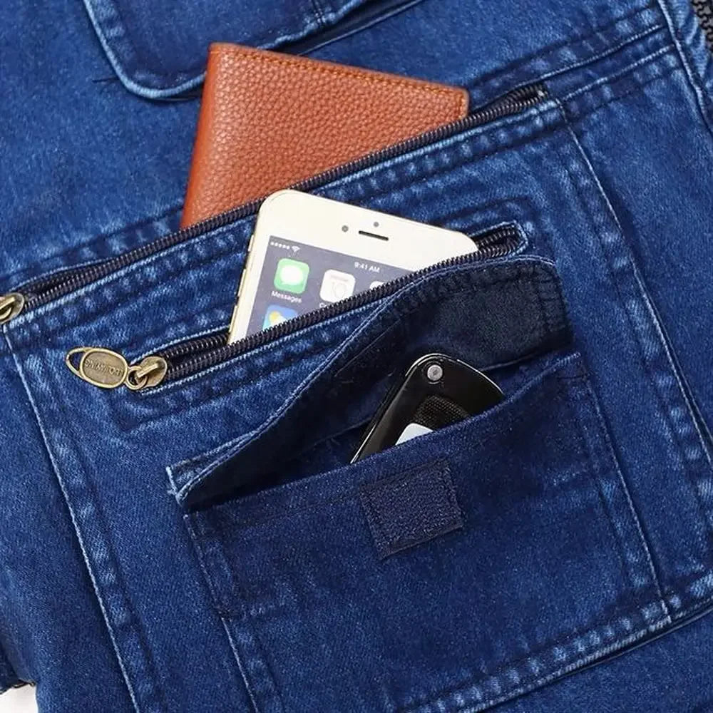 Drune | Jeansweste Mit Mehreren Taschen Für Herren
