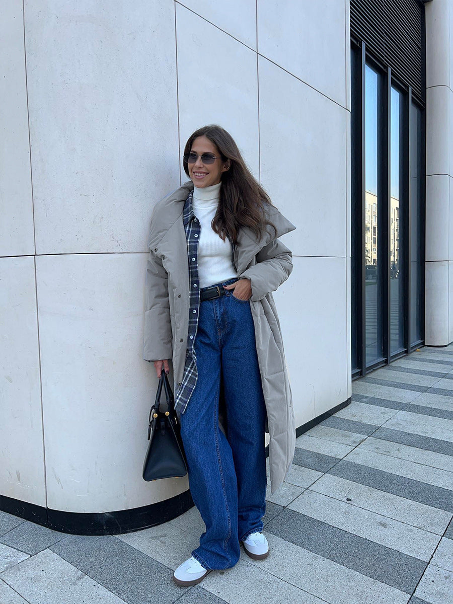 Drune | Langer Wintermantel mit breitem elegantem Kragen