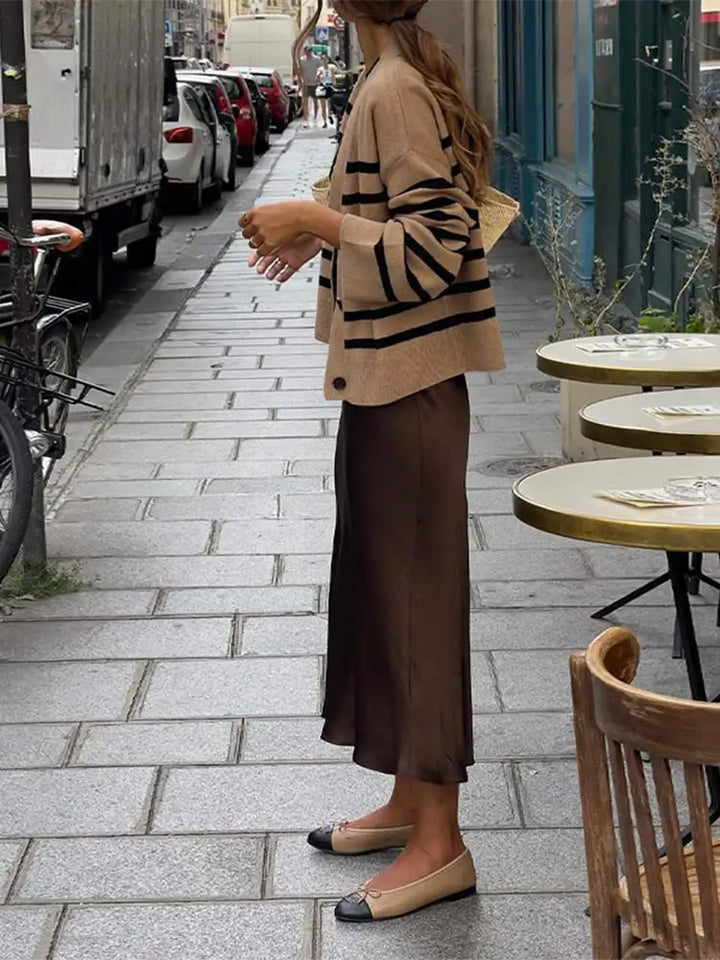 Drune | Einfarbiges Satin Ärmelloses Maxikleid