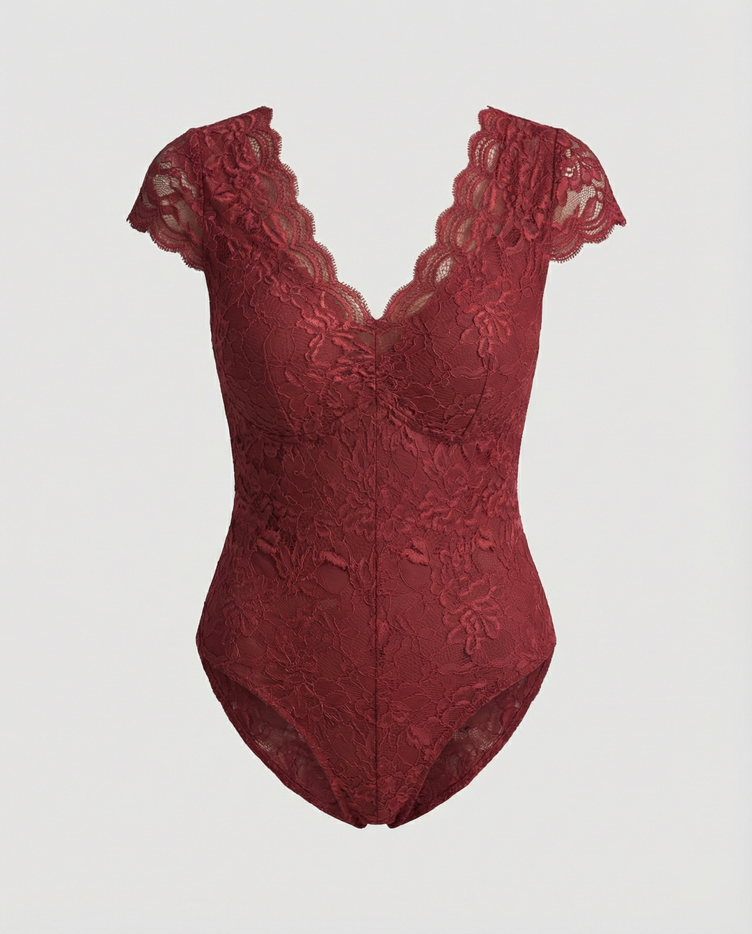 Drune - Elegante Body Suit mit Spitzenärmeln und V-Ausschnitt