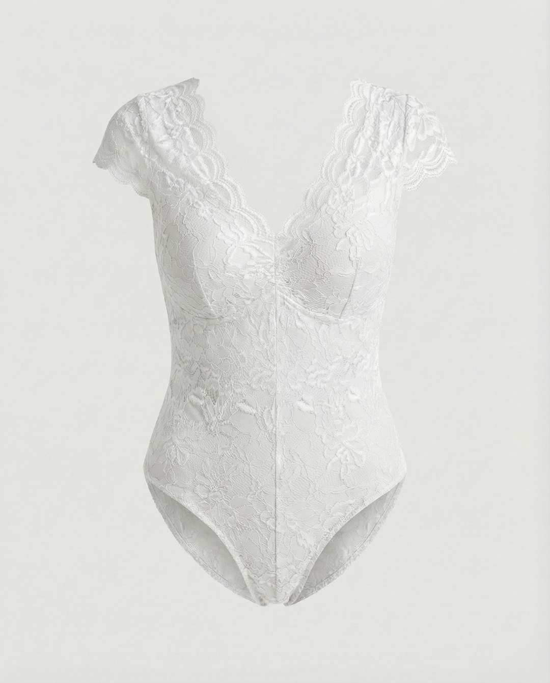 Drune - Elegante Body Suit mit Spitzenärmeln und V-Ausschnitt