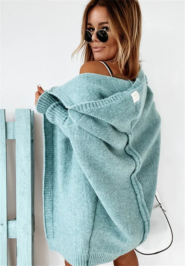 Drune | Superweiche Gestrickte Strickjacke Mit Taschen Und Kapuze Für Damen