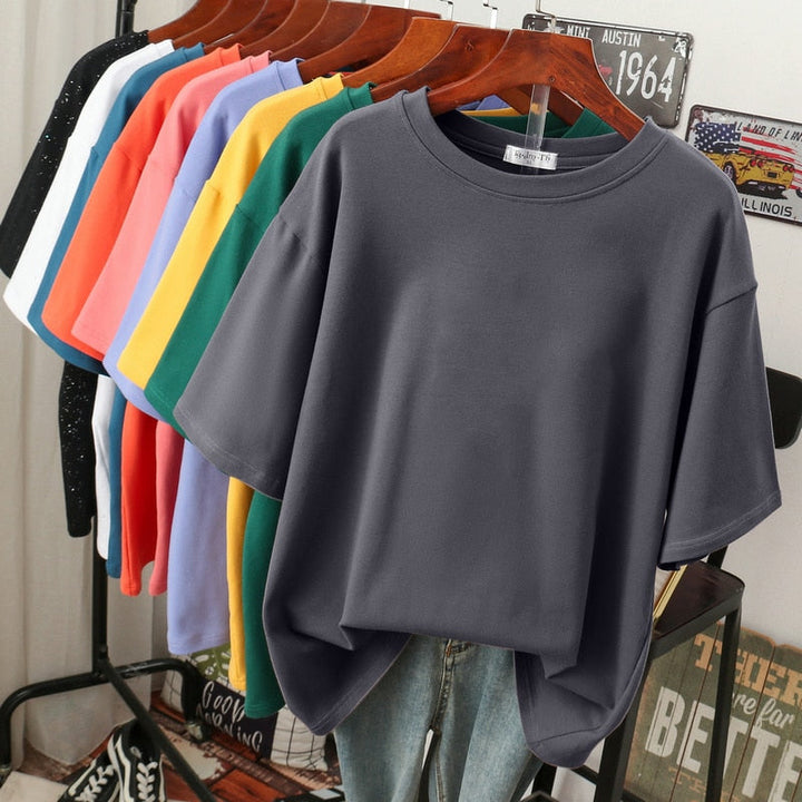 Drune Kuscheliges Baumwoll-Basic: Plus-Size T-Shirt für Damen