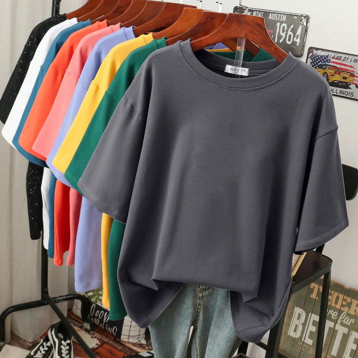 Drune | Kuscheliges Baumwoll-Basic T-Shirt In Übergröße für Frauen