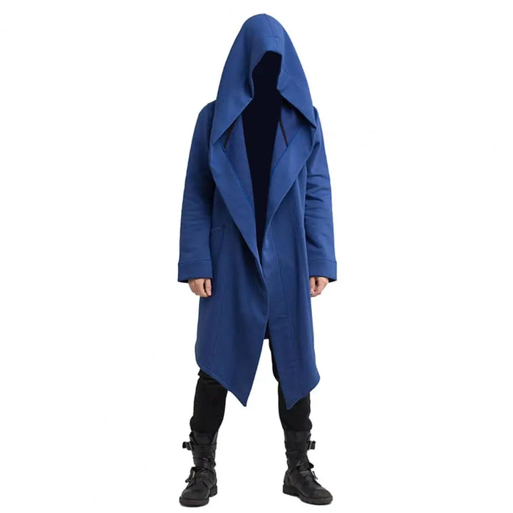 Drune | Lange Strickjacke Im Gothic Stil Mit Kapuze Für Herren