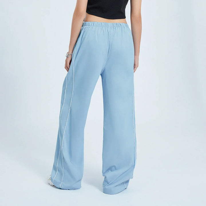 Drune | Frauen Y2K Elastischer Taillen Cargo Hosen Locker Einfarbige Jogginghosen Trainingshose mit Taschen Streetwear