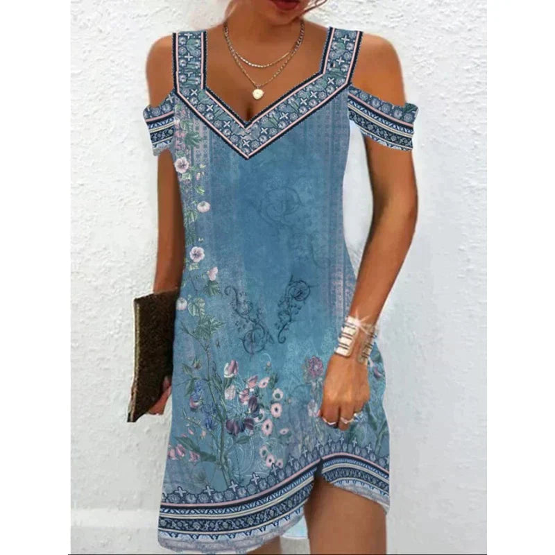 Drune | Frühling/Sommer Vintage Kleid mit Schulter Ausschnitt