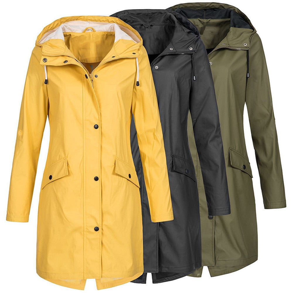 Drune |  Wasserdichte Outdoor Regenjacke mit Kapuze für Damen - Perfekt für Outdoor-Aktivitäten
