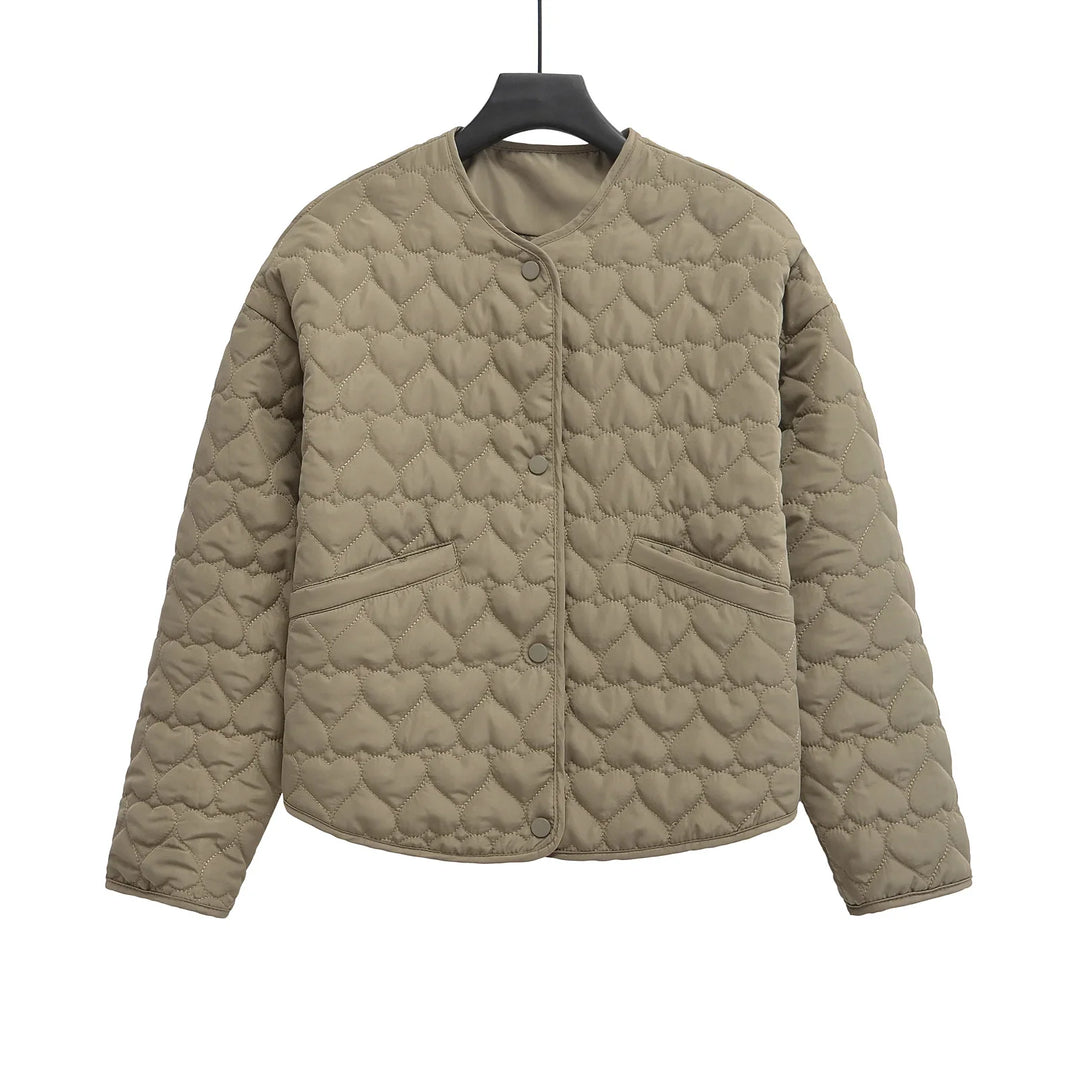 Drune | Women's quilted jacket with hearts – lightweight puffer with snap fasteners