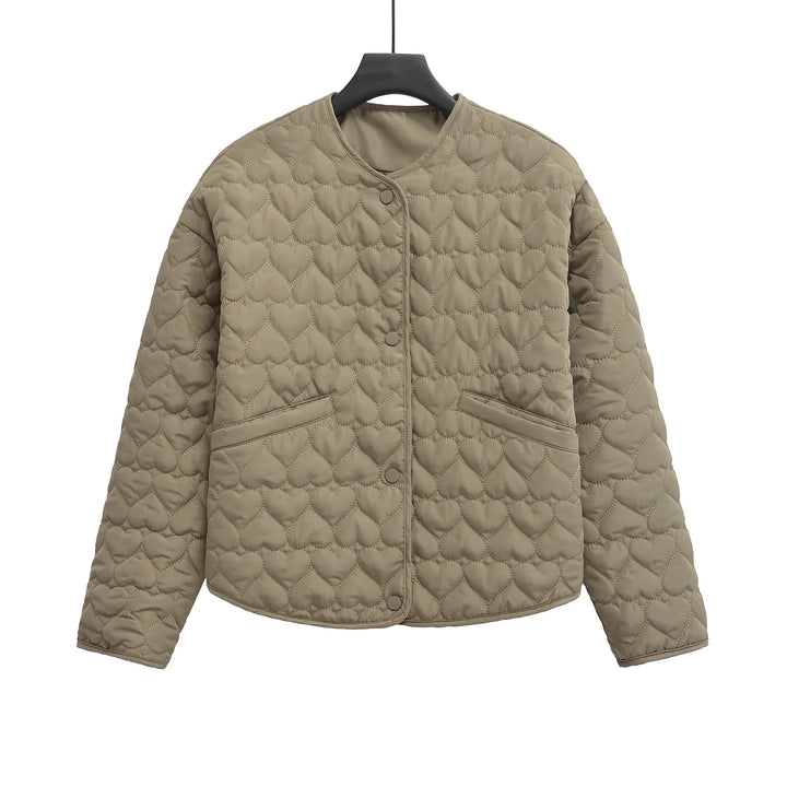 Drune | Women's quilted jacket with hearts – lightweight puffer with snap fasteners