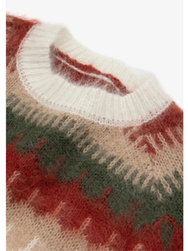 Drune - Hässlicher Weihnachtspulli - Dick gestrickter Pullover mit Retro-Muster