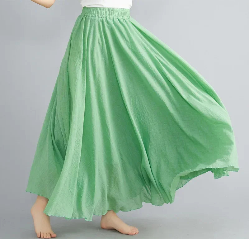 Drune | Mode Baumwolle Leinen Kleidung Frauen Röcke Maxi Y2K Elegant Strand Saia Ropa Mujer Lässiges Kleid Boho Lange Röcke Faldas Harajuku