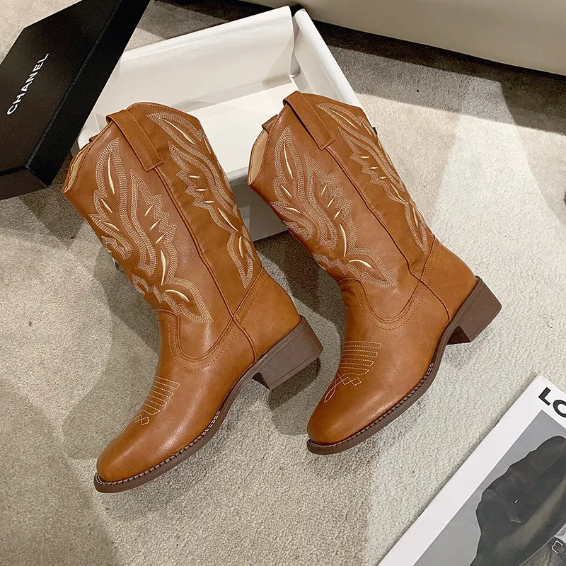 Drune | Bestickte Cowboystiefel Aus Leder für Damen