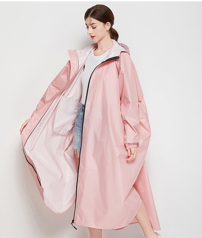 Drune | Lange Regenjacke mit Poncho
