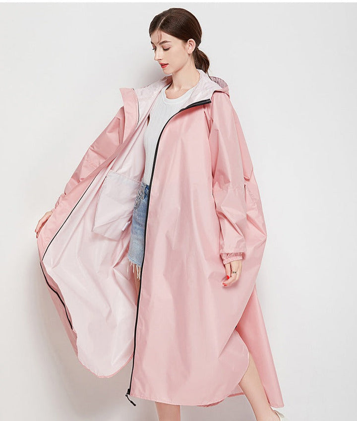 Drune | Lange Regenjacke mit Poncho