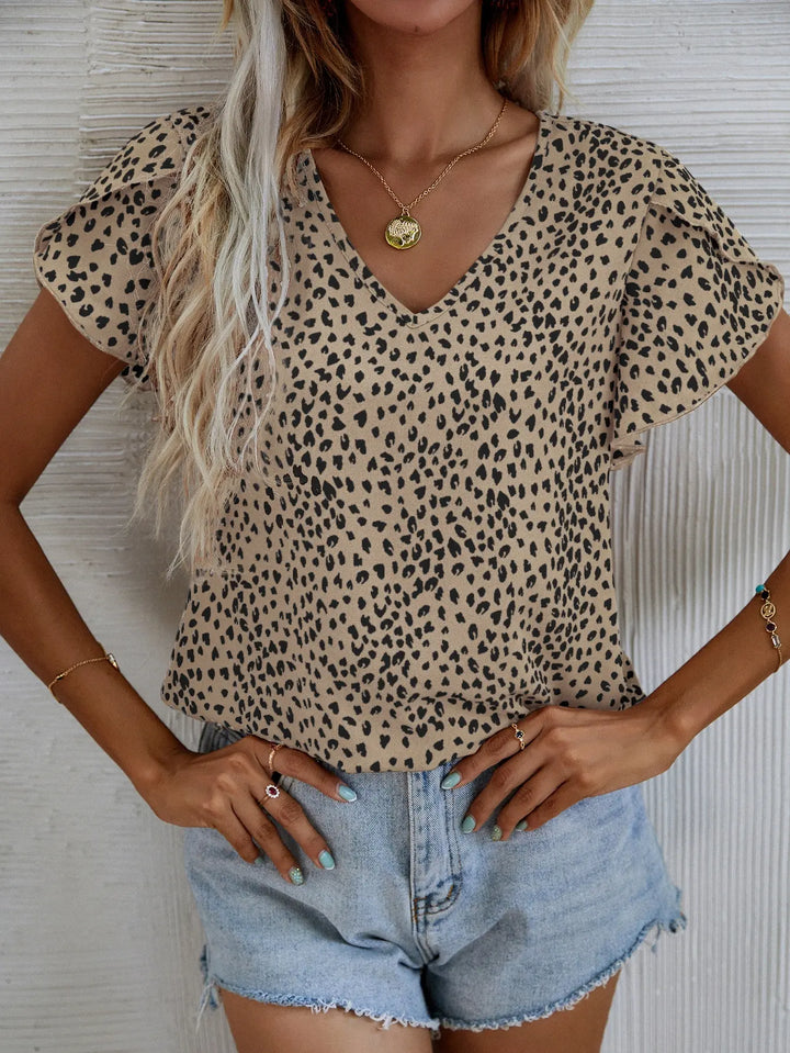 Drune | Kurzärmlige Sommerbluse mit Slim Fit Ohne Kragen