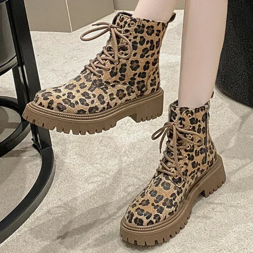 Drune | Leopardenmuster Stiefel