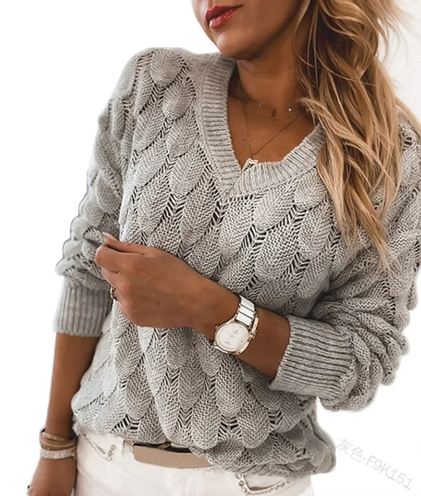 Drune | Strickpullover im Zopfmuster - Bequemer V-Ausschnitt Pullover mit Langarm