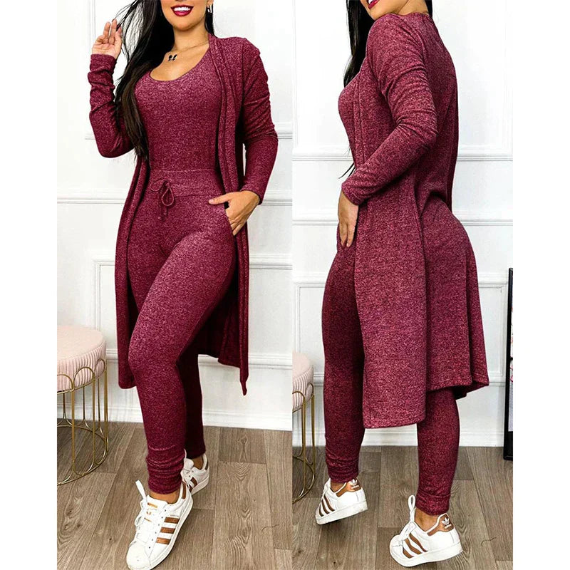 Drune | Damen 3 Teiliges Loungewear Satz mit Jacke