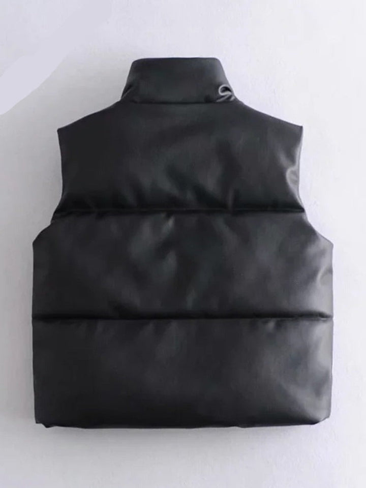 Drune Lederjacken für Damen | Elegante Stehkragen Westen | Modische Reißverschlussjacken