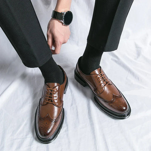 Drune | Leder Formelle Loafers Für Herren Mit Brogue Detail Und Robuster Sohle