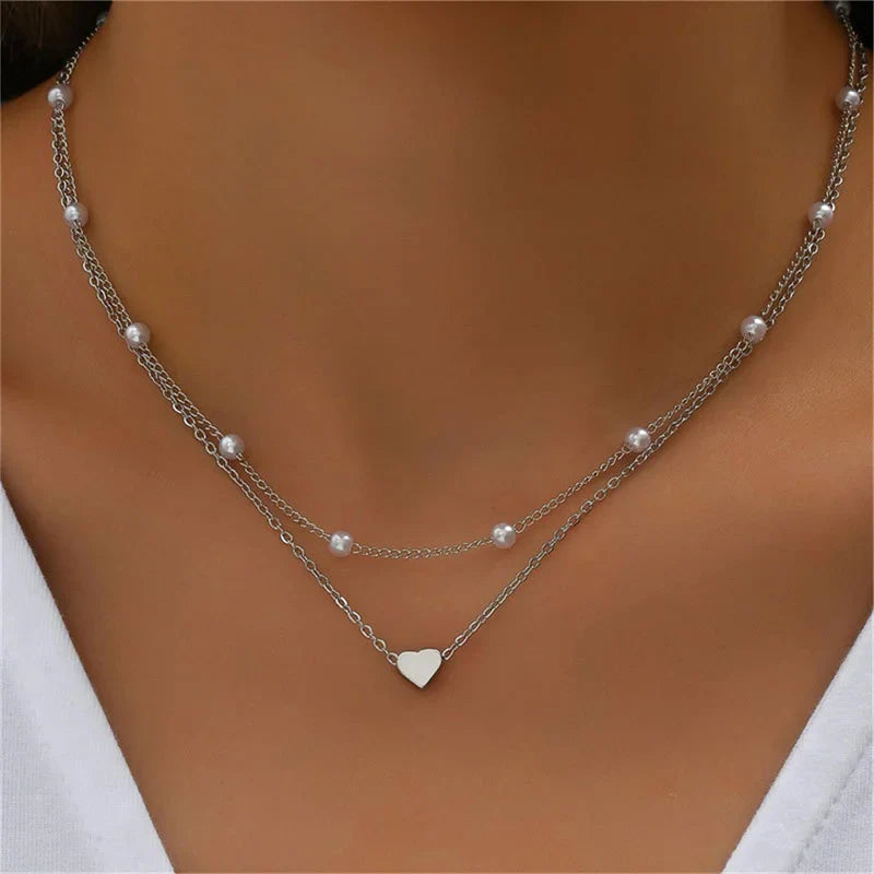 Drune | Perlen Choker Herz Halskette Für Frauen