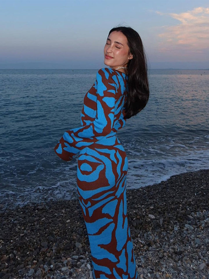 Drune | Stilvolles lang gestricktes Kleid mit langen Ärmeln