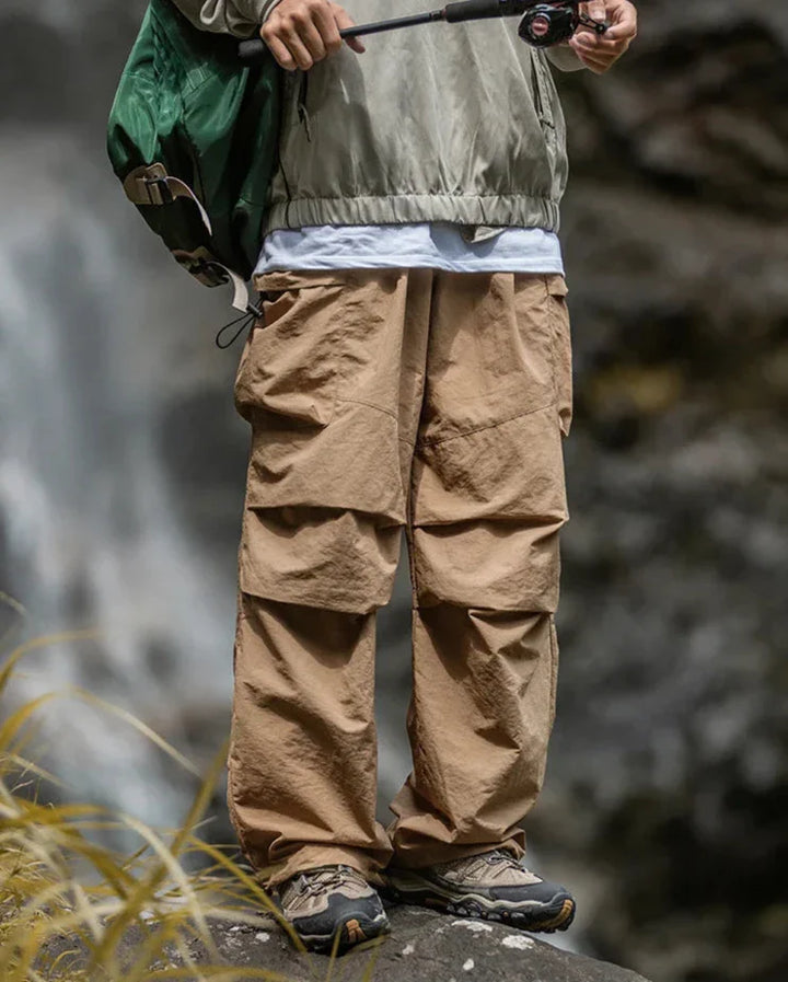 Drune Herren Cargohose mit seitlichen Taschen und weiter Passform