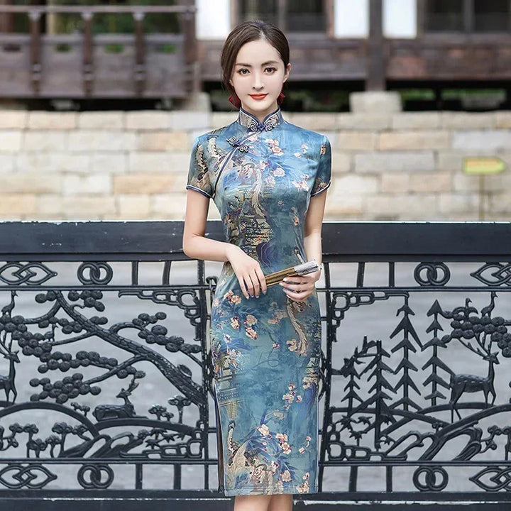 Drune | Cheongsam Qipao Mode Kleidung Lässig Elegant Ethnischer Stil Vintage Kleid für Frauen Streetwear Frauen Kleidung Festlich Chinesisch