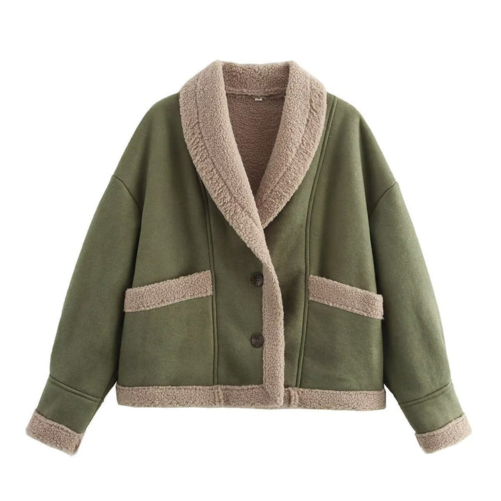 Drune | Damen Winter Chic Wildlederjacke mit Taschen