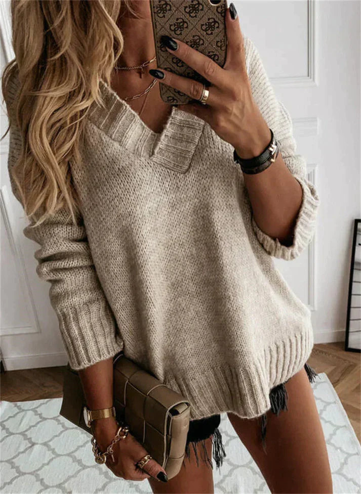 Drune | Klobiger V-Ausschnitt Pullover Damen - Stylisch und Warm