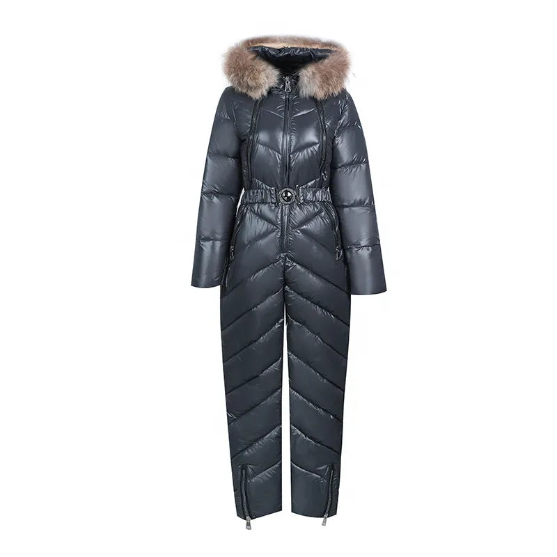 Drune | Lässiger Winter Skianzug mit Pelzkragen Für Frauen