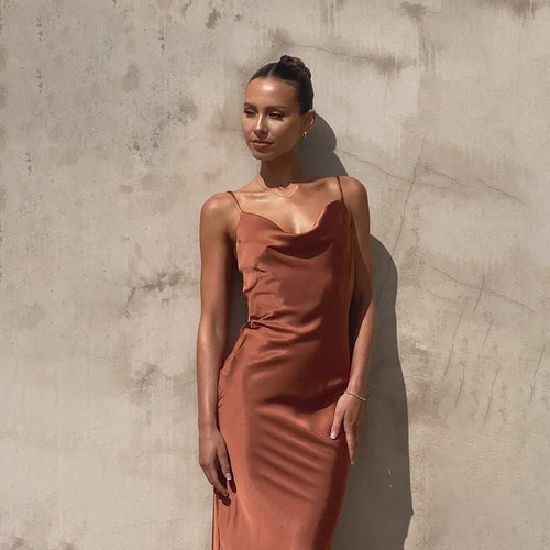 Drune | Langes Satin Kleid