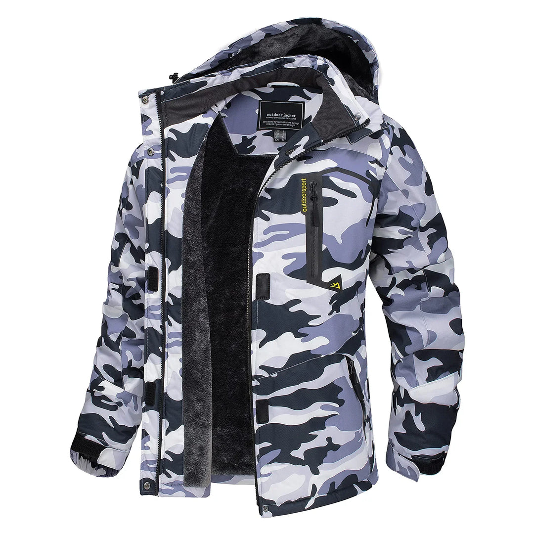 Drune | Dicke Kapuzen Camo Skijacke