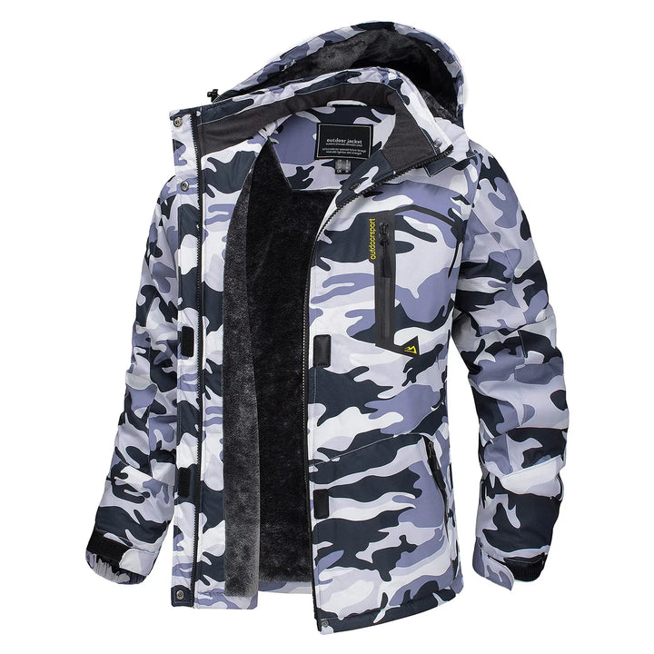 Drune | Dicke Kapuzen Camo Skijacke