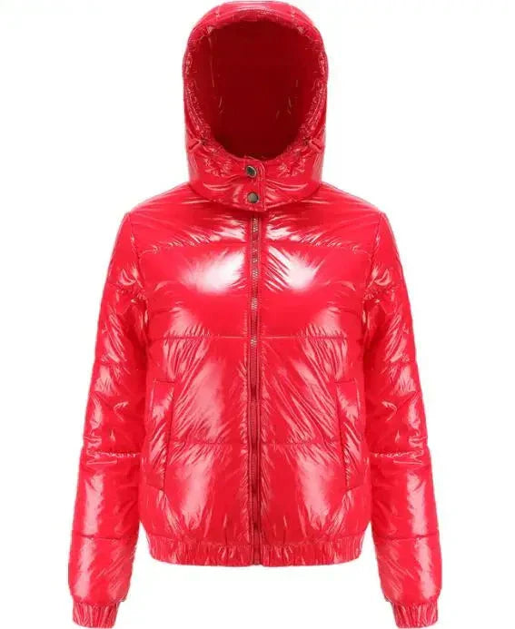 Drune | Metallische Winterjacke mit Kapuze für Frauen