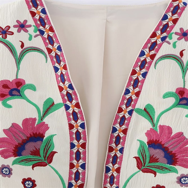 Drune | Vintage Blumenbestickte Weste für Damen