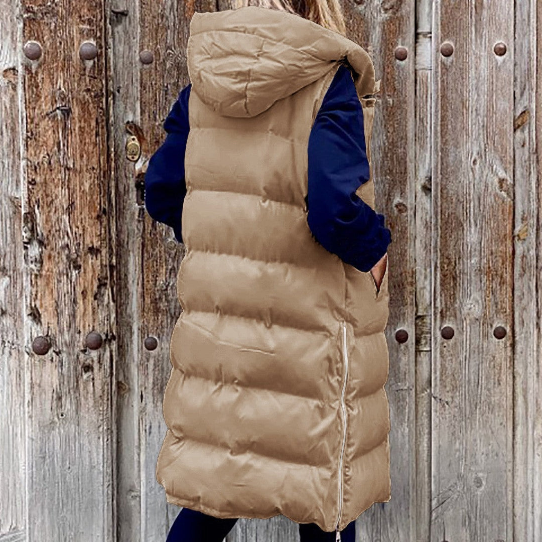 Drune Kapuze Lange Weste Lässig Mode Einreihig Jacke