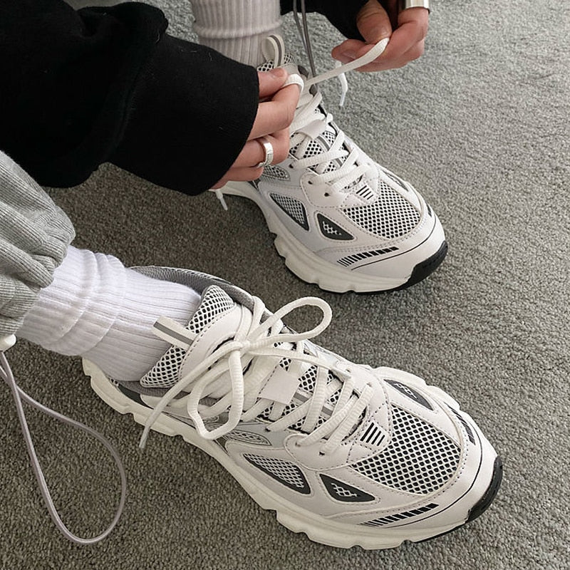 Drune | Mehrfarbige Mesh Sneaker Mit Dicker Sohle Für Damen